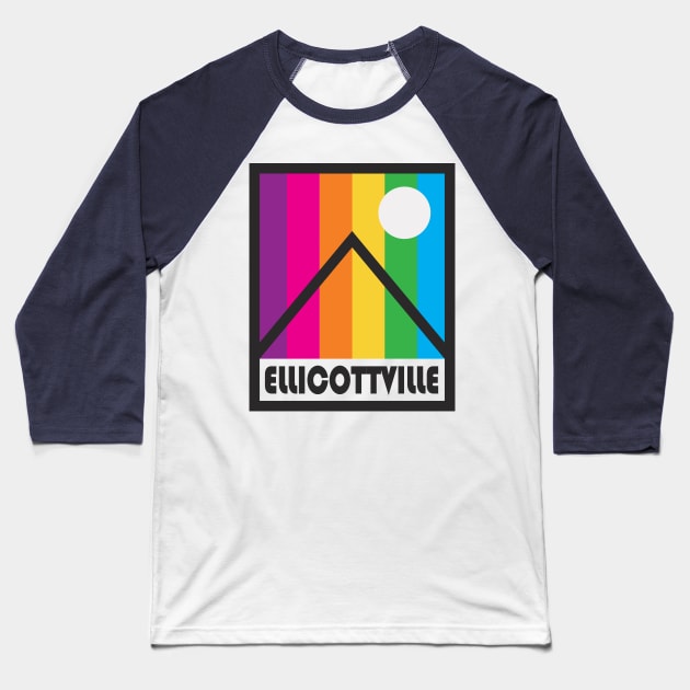 Ellicottville New York Souvenir Gift Rainbow Mountains Baseball T-Shirt by PodDesignShop